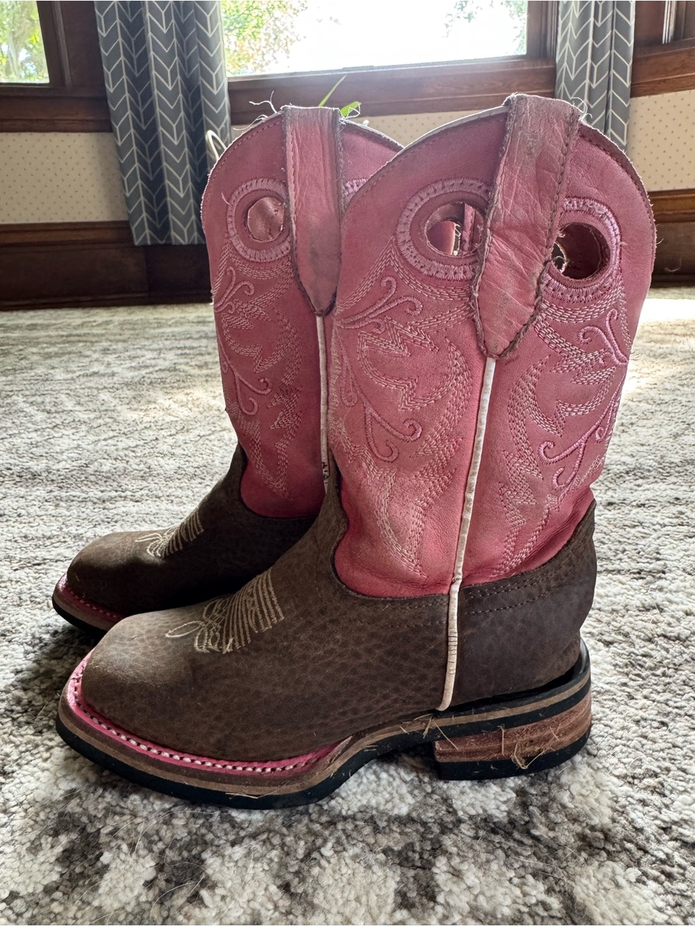 Soto Boots Brown and Pink Girls' Cowboy Boots